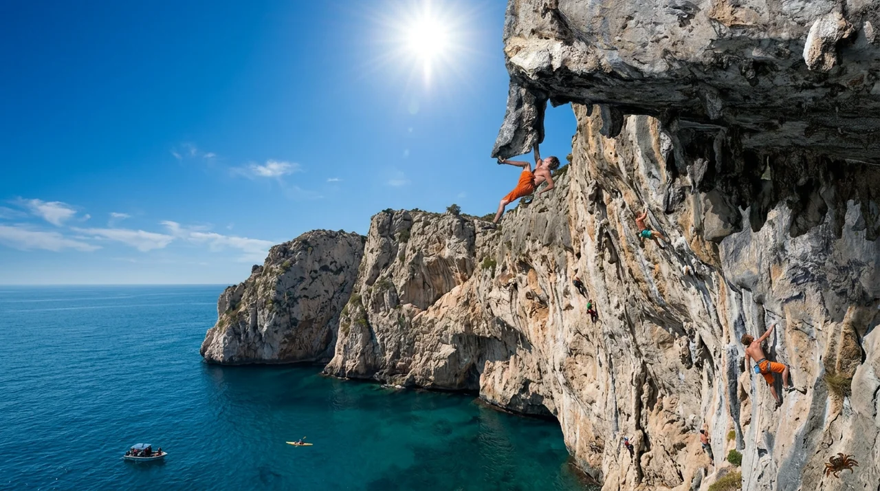 Seaside cliff climbing